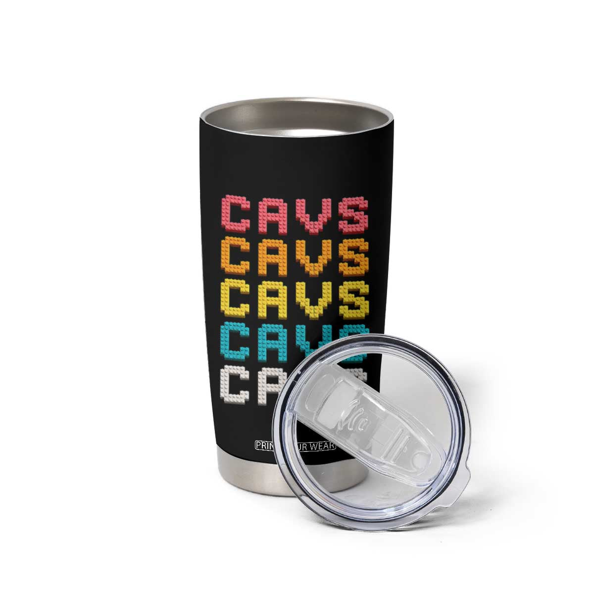 Retro Stacked Block Cavs Name Colorful Toy Brick Tumbler Cup for Sports Fan