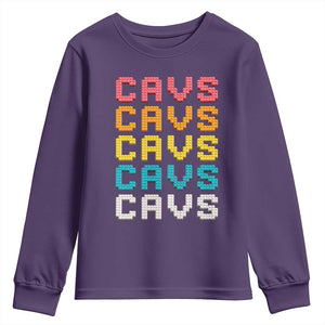 Retro Stacked Block Cavs Name Colorful Toy Brick Youth Sweatshirt for Sports Fan TS02 Purple Print Your Wear