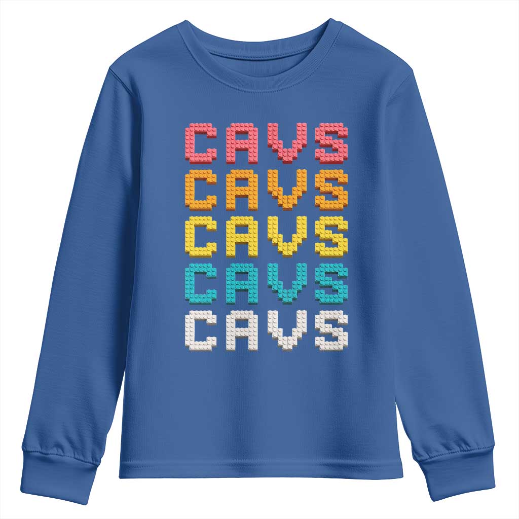 Retro Stacked Block Cavs Name Colorful Toy Brick Youth Sweatshirt for Sports Fan TS02 Royal Blue Print Your Wear