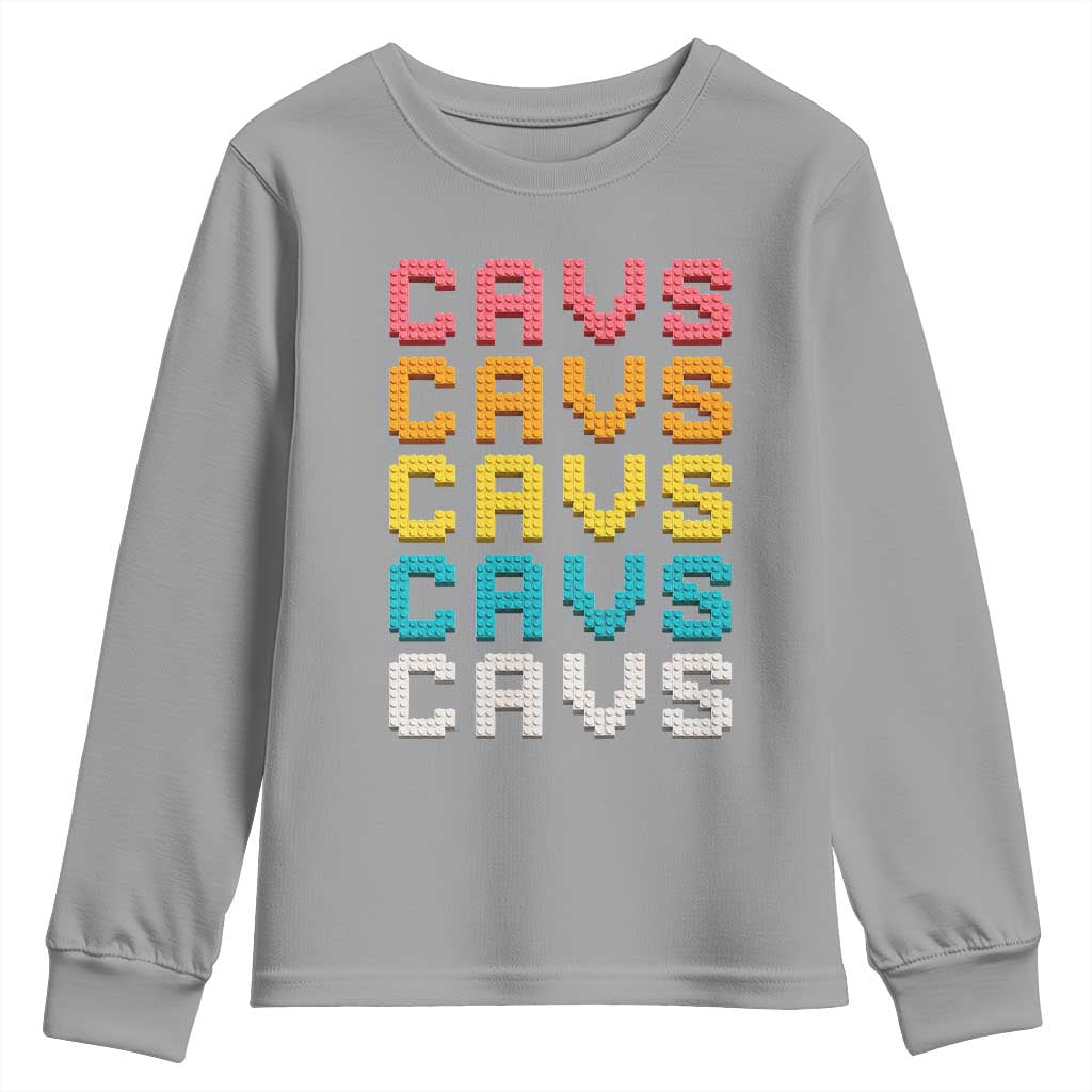Retro Stacked Block Cavs Name Colorful Toy Brick Youth Sweatshirt for Sports Fan TS02 Sport Gray Print Your Wear
