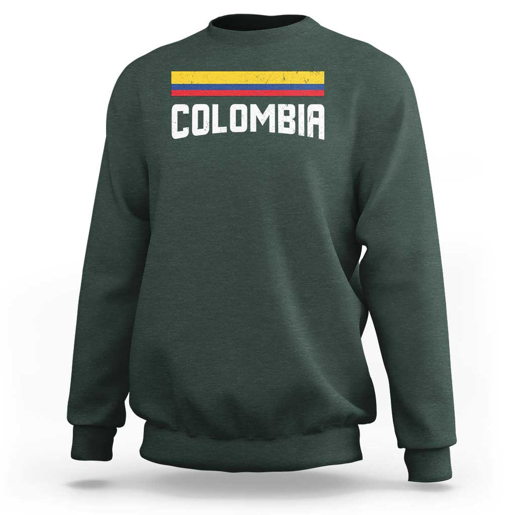 Colombia Sweatshirt COL Throwback Retro Vintage Colombian Flag TS02 Dark Forest Green Print Your Wear