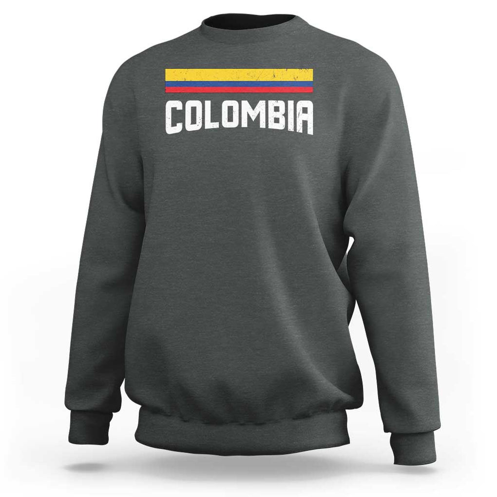 Colombia Sweatshirt COL Throwback Retro Vintage Colombian Flag TS02 Dark Heather Print Your Wear