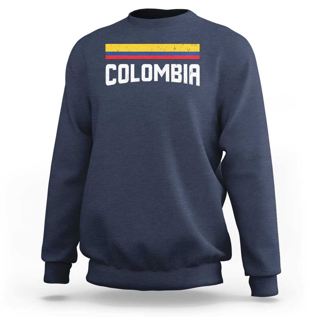 Colombia Sweatshirt COL Throwback Retro Vintage Colombian Flag TS02 Navy Print Your Wear