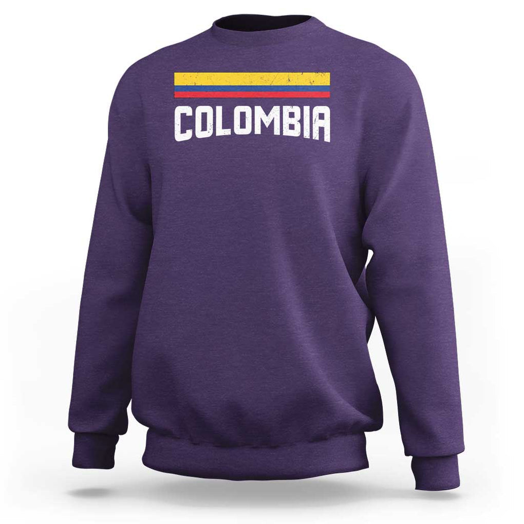 Colombia Sweatshirt COL Throwback Retro Vintage Colombian Flag TS02 Purple Print Your Wear