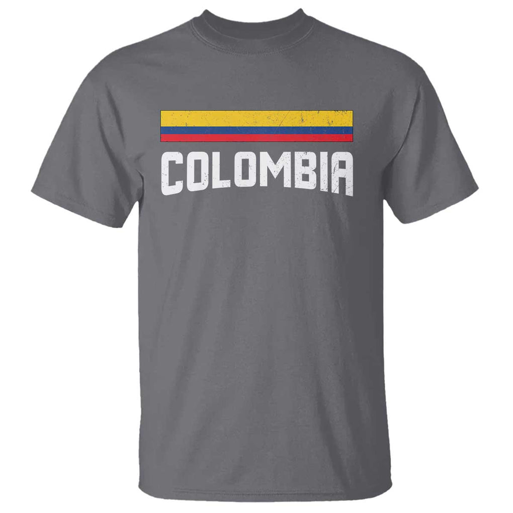 Colombia T Shirt COL Throwback Retro Vintage Colombian Flag TS02 Charcoal Print Your Wear