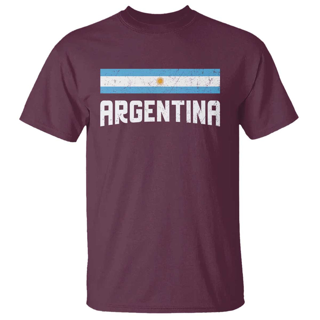 Argentina T Shirt ARG Throwback Retro Vintage Argentine Flag TS02 Maroon Print Your Wear