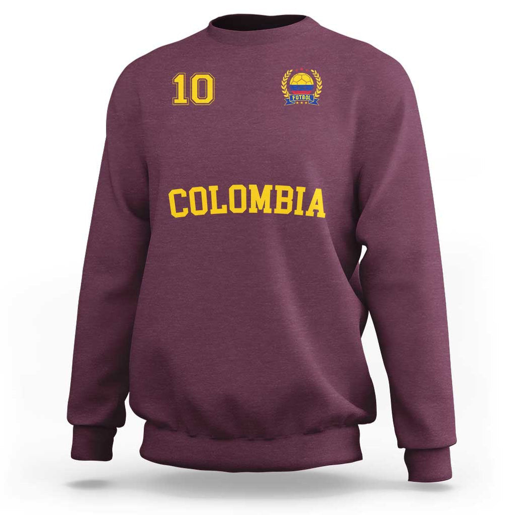 Colombia Football Sweatshirt Number Ten Colombian Flag Jersey Franela Ftbol Soccer TS02 Maroon Print Your Wear