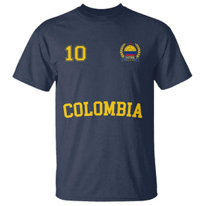 Colombia Football T Shirt Number Ten Colombian Flag Jersey Franela Ftbol Soccer TS02 Navy Print Your Wear