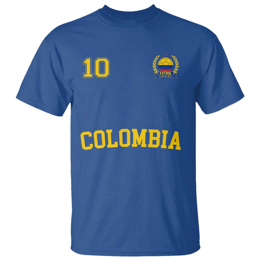 Colombia Football T Shirt Number Ten Colombian Flag Jersey Franela Ftbol Soccer TS02 Royal Blue Print Your Wear