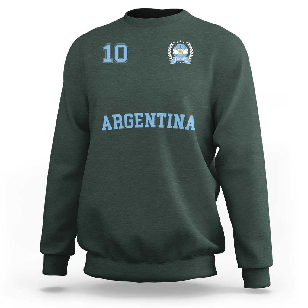 Argentina Football Sweatshirt Number Ten Argentine Flag Jersey Remera Ftbol Soccer TS02 Dark Forest Green Print Your Wear