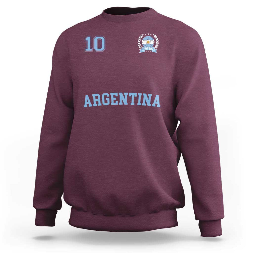 Argentina Football Sweatshirt Number Ten Argentine Flag Jersey Remera Ftbol Soccer TS02 Maroon Print Your Wear