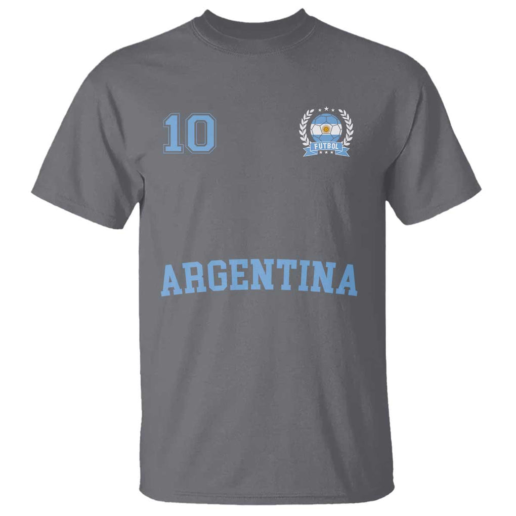 Argentina Football T Shirt Number Ten Argentine Flag Jersey Remera Ftbol Soccer TS02 Charcoal Print Your Wear