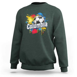 Colombia Football Sweatshirt Colombian Flag Ftbol Lover TS02 Dark Forest Green Print Your Wear