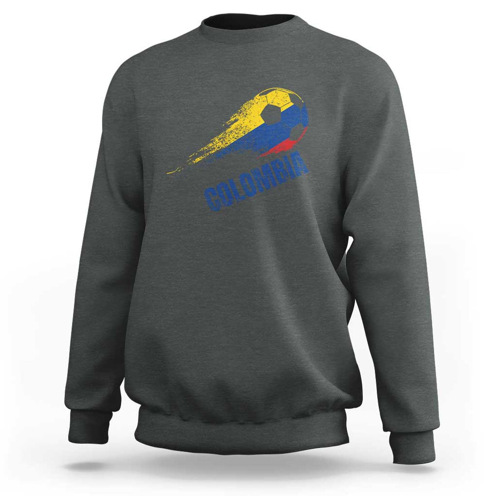 Colombia Football Sweatshirt Colombian Flag Futbol Soccer Lover TS02 Dark Heather Print Your Wear