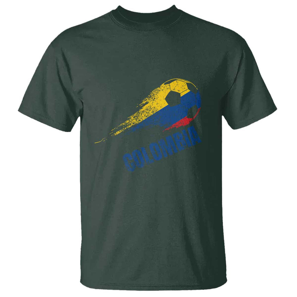 Colombia Football T Shirt Colombian Flag Futbol Soccer Lover TS02 Dark Forest Green Print Your Wear
