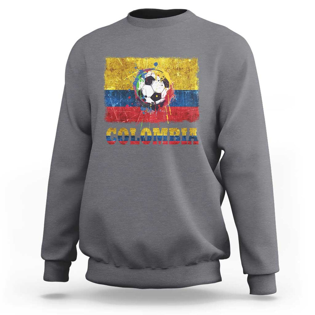 Colombia Football Sweatshirt Futbol Soccer Colombian Flag Retro Vintage TS02 Charcoal Print Your Wear
