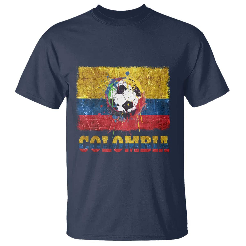 Colombia Football T Shirt Futbol Soccer Colombian Flag Retro Vintage TS02 Navy Print Your Wear