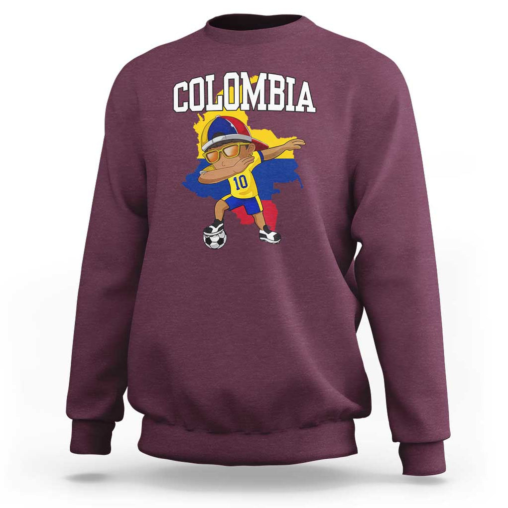 Colombia Football Sweatshirt Colombian Dabbing Futbol Boy TS02 Maroon Print Your Wear