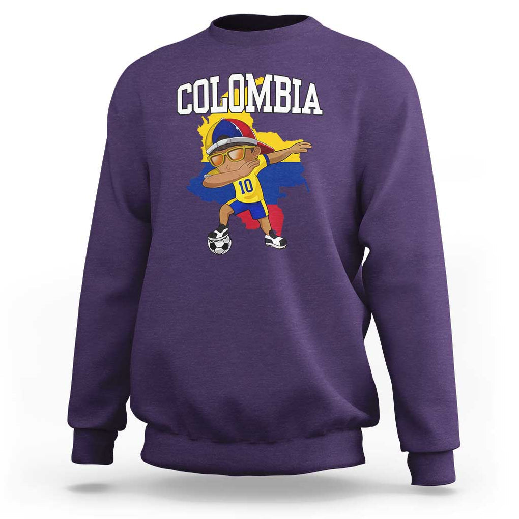 Colombia Football Sweatshirt Colombian Dabbing Futbol Boy TS02 Purple Print Your Wear