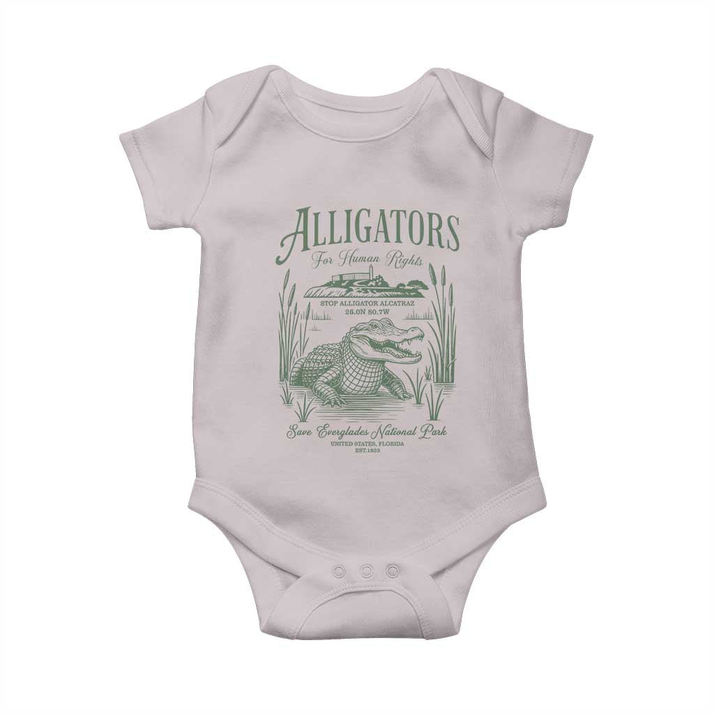 Alligators for Human Rights Baby Onesie Save Everglades Alcatraz TS02 Ice Gray Print Your Wear