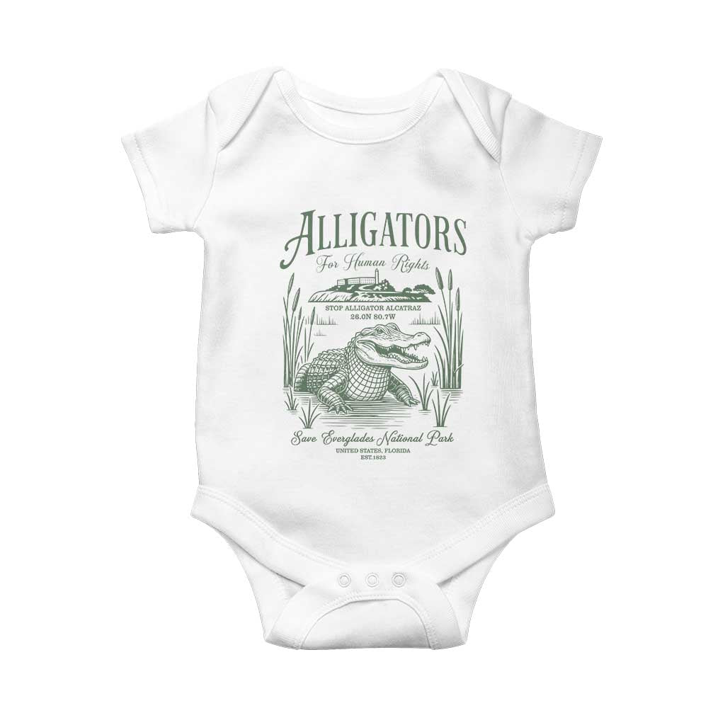 Alligators for Human Rights Baby Onesie Save Everglades Alcatraz TS02 White Print Your Wear