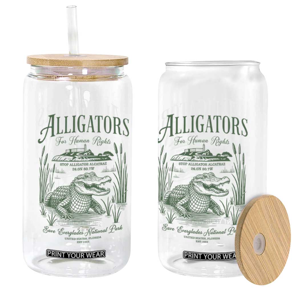 Alligators for Human Rights Glass Can Save Everglades Alcatraz TS02 Print Your Wear
