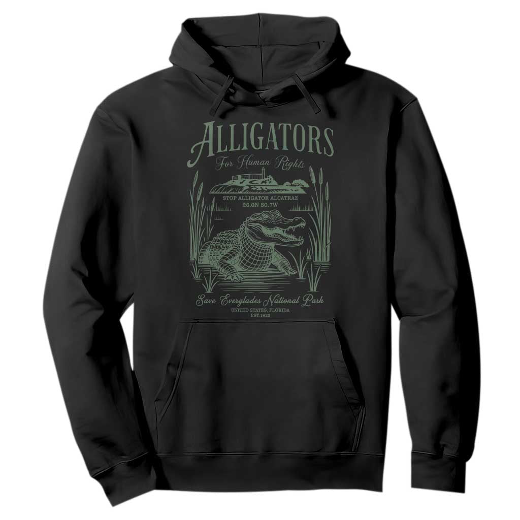 Alligators for Human Rights Hoodie Save Everglades Alcatraz TS02 Black Print Your Wear