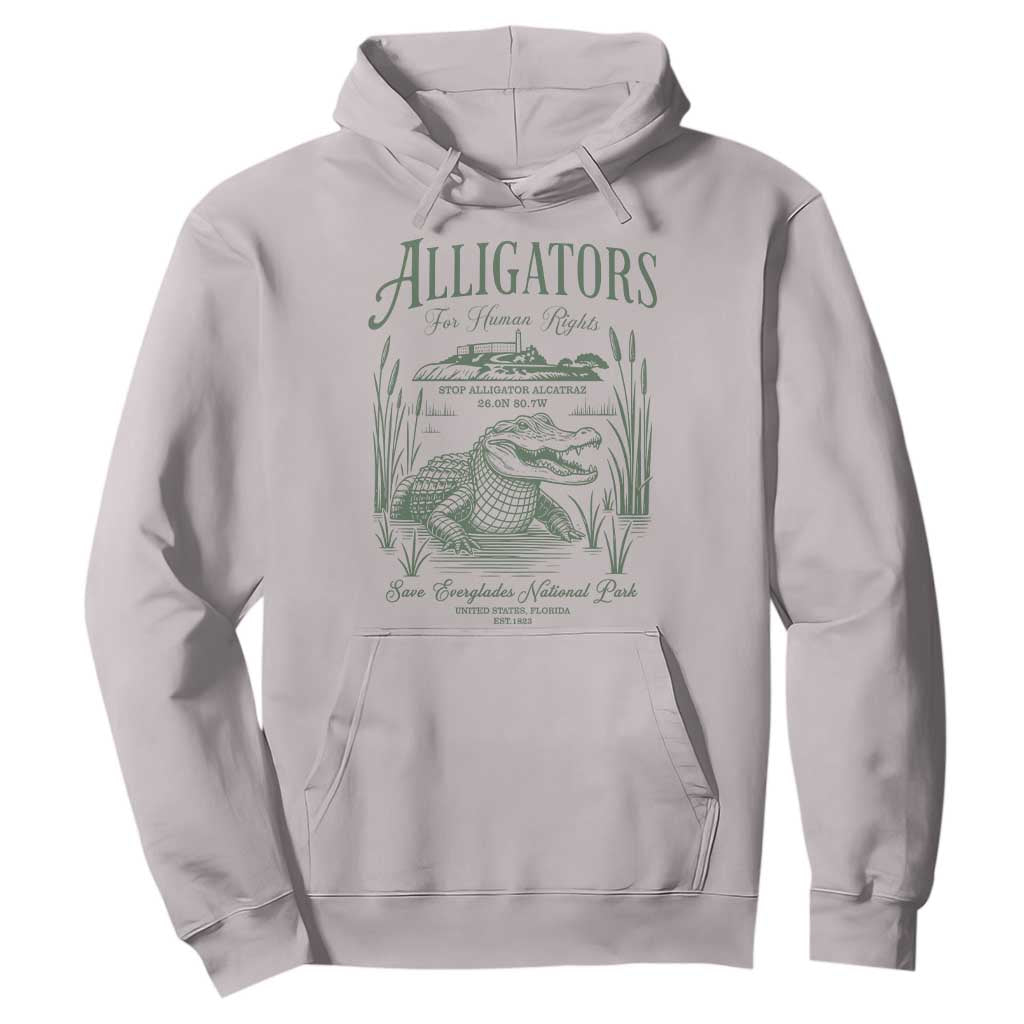 Alligators for Human Rights Hoodie Save Everglades Alcatraz TS02 Ice Gray Print Your Wear