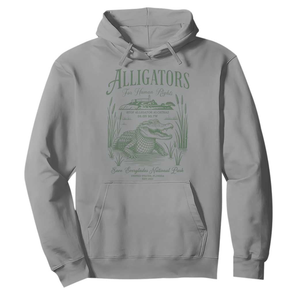 Alligators for Human Rights Hoodie Save Everglades Alcatraz TS02 Sport Gray Print Your Wear