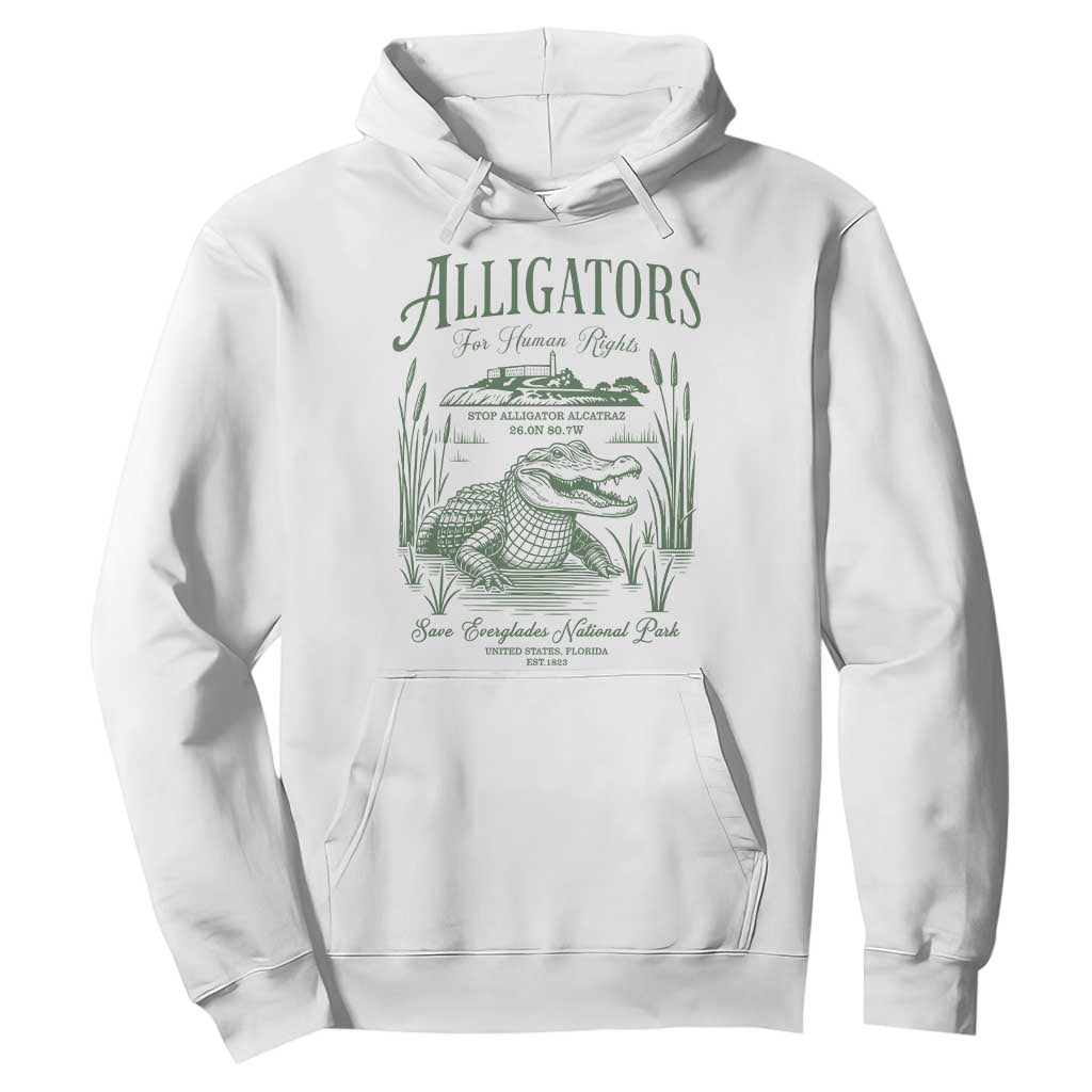 Alligators for Human Rights Hoodie Save Everglades Alcatraz TS02 White Print Your Wear