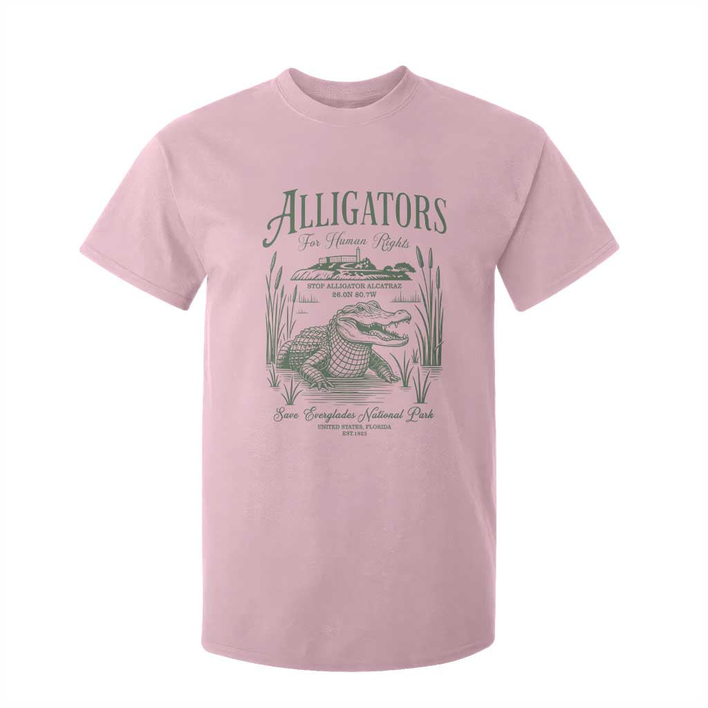 Alligators for Human Rights T Shirt For Kid Save Everglades Alcatraz TS02 Light Pink Print Your Wear