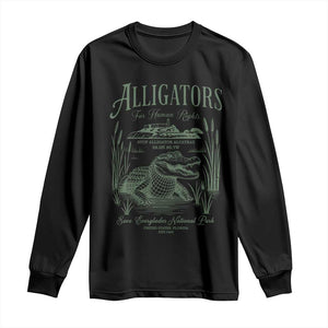 Alligators for Human Rights Long Sleeve Shirt Save Everglades Alcatraz TS02 Black Print Your Wear