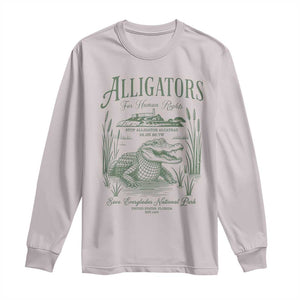 Alligators for Human Rights Long Sleeve Shirt Save Everglades Alcatraz TS02 Ice Gray Print Your Wear