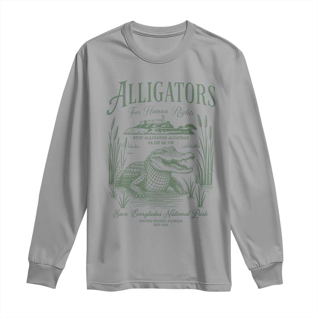Alligators for Human Rights Long Sleeve Shirt Save Everglades Alcatraz TS02 Sport Gray Print Your Wear