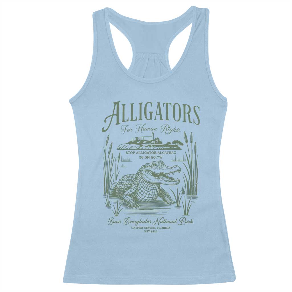 Alligators for Human Rights Racerback Tank Top Save Everglades Alcatraz TS02 Light Blue Print Your Wear