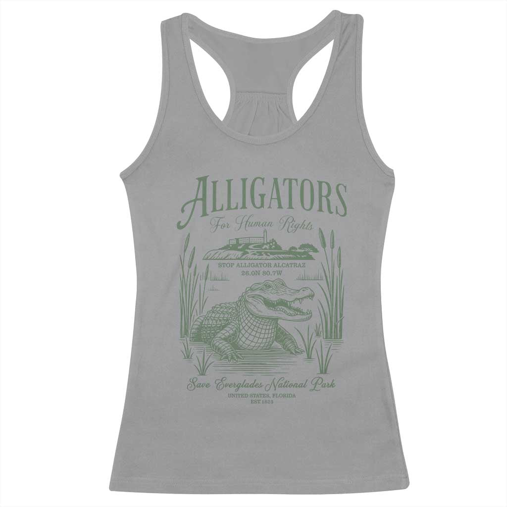 Alligators for Human Rights Racerback Tank Top Save Everglades Alcatraz TS02 Sport Gray Print Your Wear