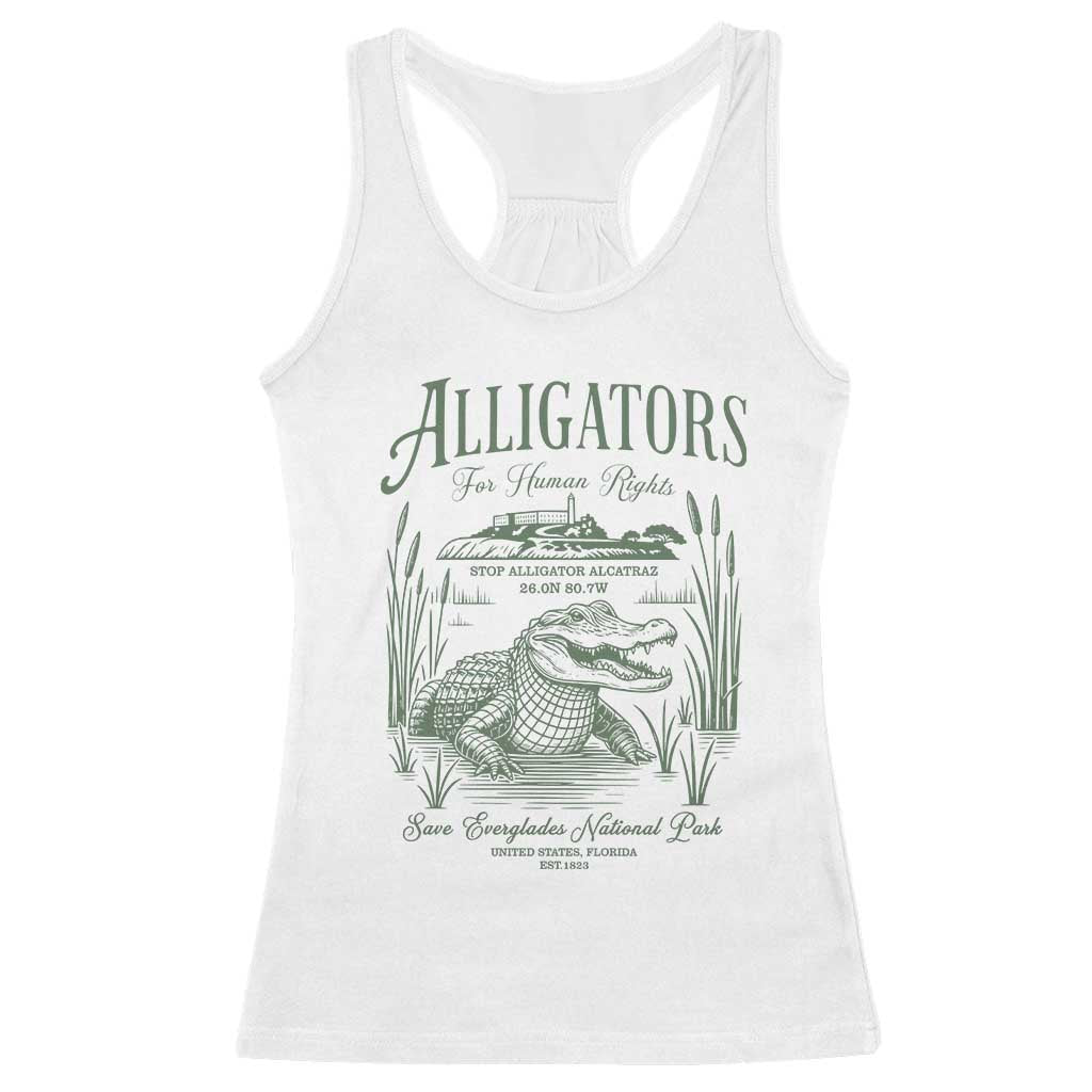 Alligators for Human Rights Racerback Tank Top Save Everglades Alcatraz TS02 White Print Your Wear