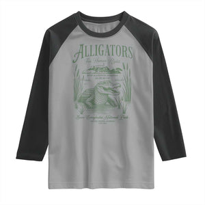Alligators for Human Rights Raglan Shirt Save Everglades Alcatraz TS02 Sport Gray Black Print Your Wear