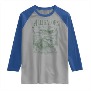 Alligators for Human Rights Raglan Shirt Save Everglades Alcatraz TS02 Sport Gray Royal Print Your Wear