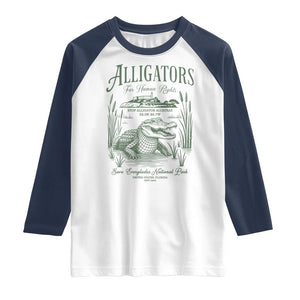 Alligators for Human Rights Raglan Shirt Save Everglades Alcatraz TS02 White Navy Print Your Wear