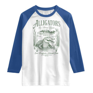 Alligators for Human Rights Raglan Shirt Save Everglades Alcatraz TS02 White Royal Print Your Wear