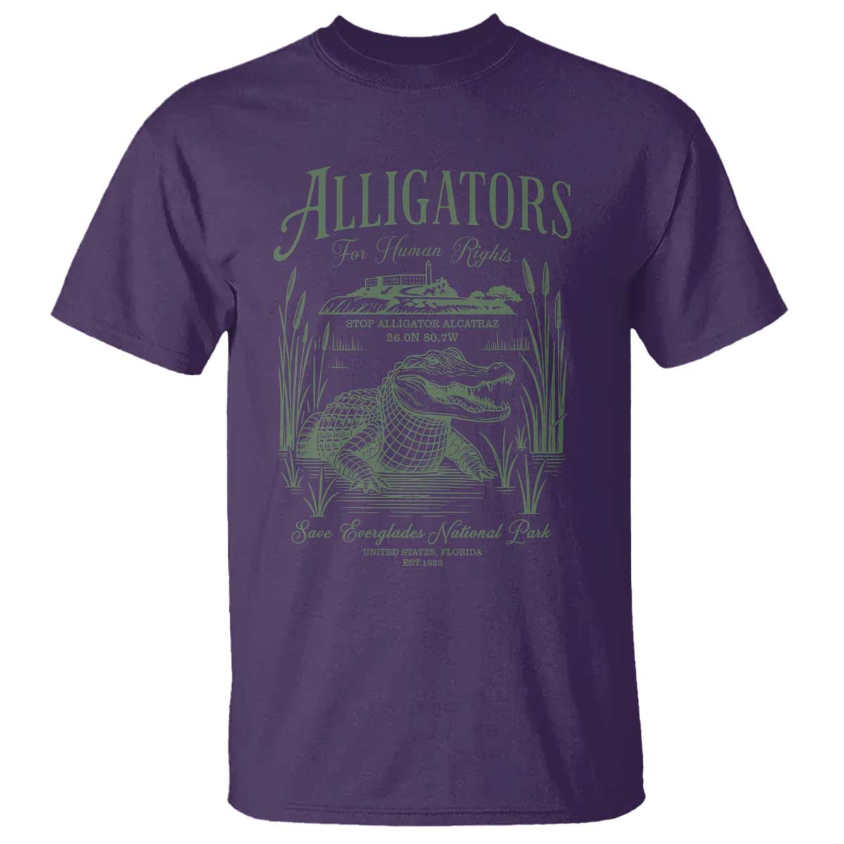 Alligators for Human Rights T Shirt Save Everglades Alcatraz TS02 Purple Print Your Wear