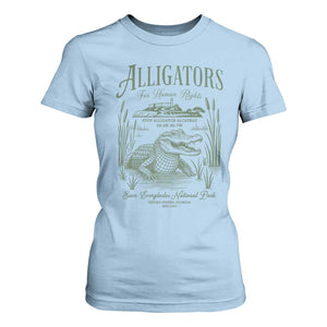 Alligators for Human Rights T Shirt For Women Save Everglades Alcatraz TS02 Light Blue Print Your Wear