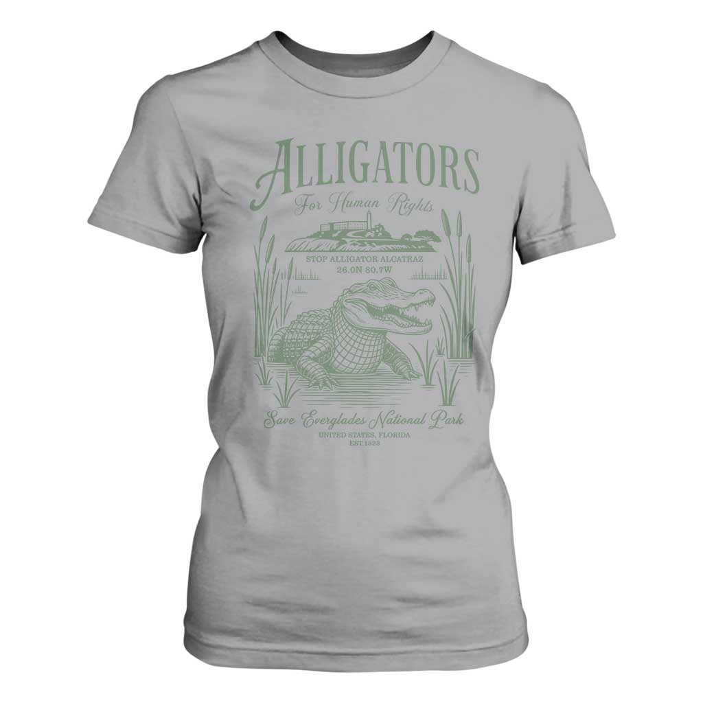Alligators for Human Rights T Shirt For Women Save Everglades Alcatraz TS02 Sport Gray Print Your Wear