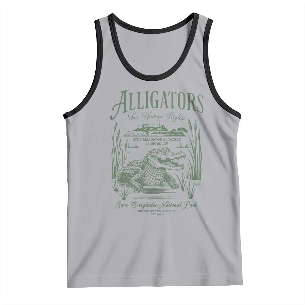 Alligators for Human Rights Tank Top Save Everglades Alcatraz TS02 Athletic Heather Black Print Your Wear