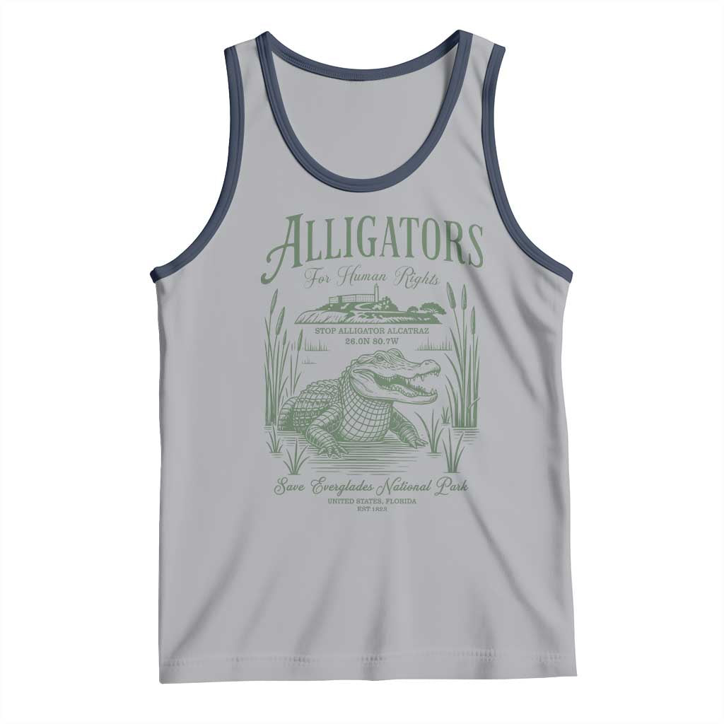 Alligators for Human Rights Tank Top Save Everglades Alcatraz TS02 Athletic Heather Navy Print Your Wear
