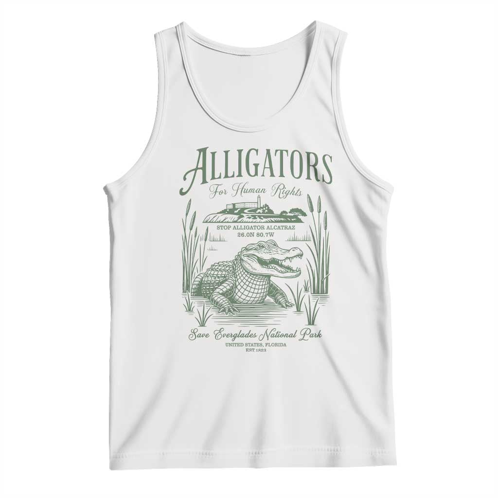 Alligators for Human Rights Tank Top Save Everglades Alcatraz TS02 White Print Your Wear