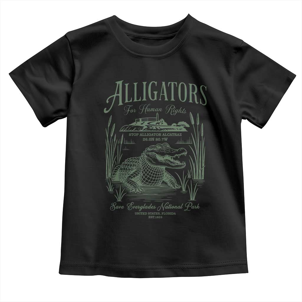 Alligators for Human Rights Toddler T Shirt Save Everglades Alcatraz TS02 Black Print Your Wear