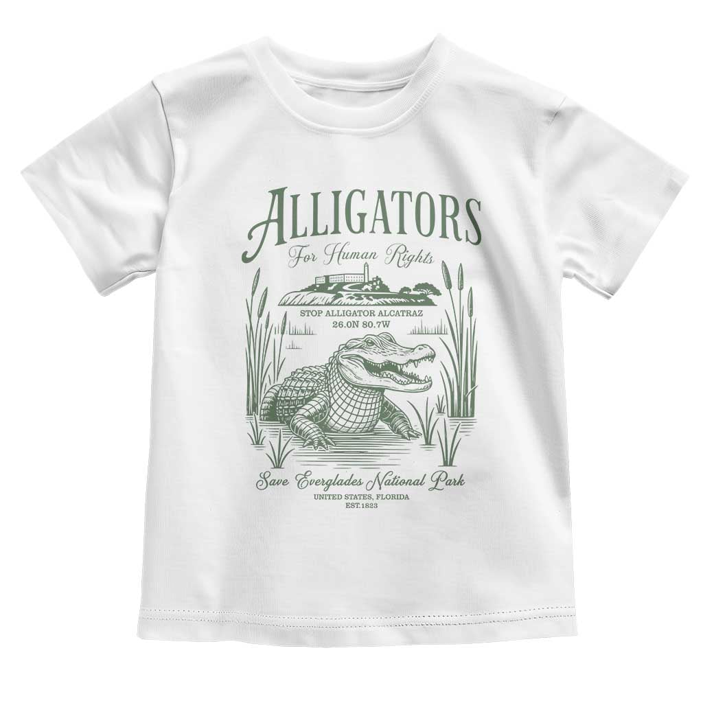 Alligators for Human Rights Toddler T Shirt Save Everglades Alcatraz TS02 White Print Your Wear