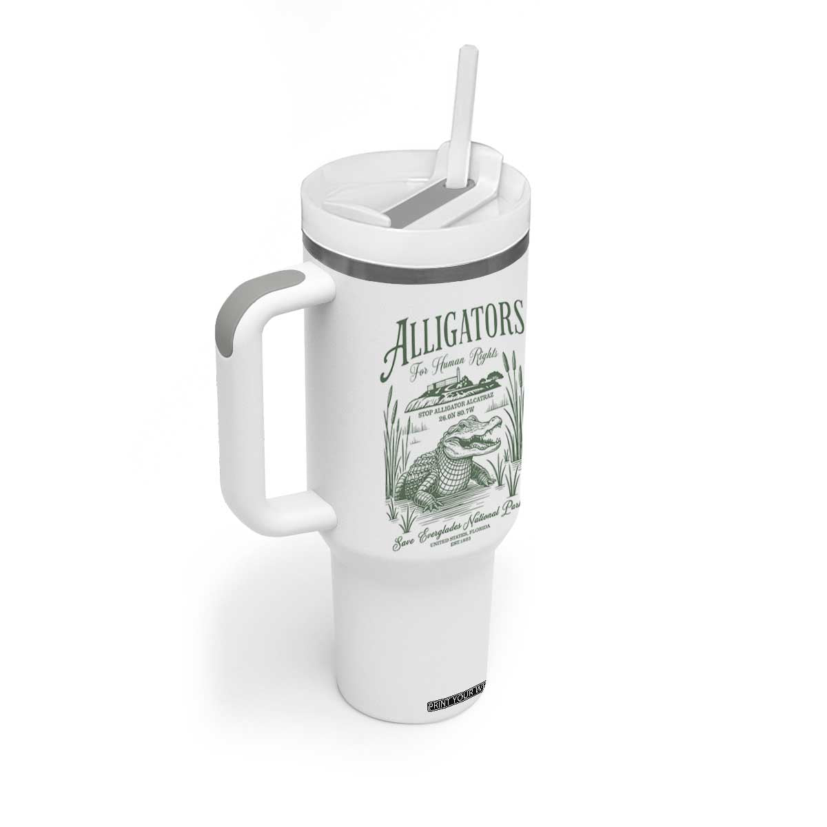 Alligators for Human Rights Tumbler With Handle Save Everglades Alcatraz TS02 Print Your Wear